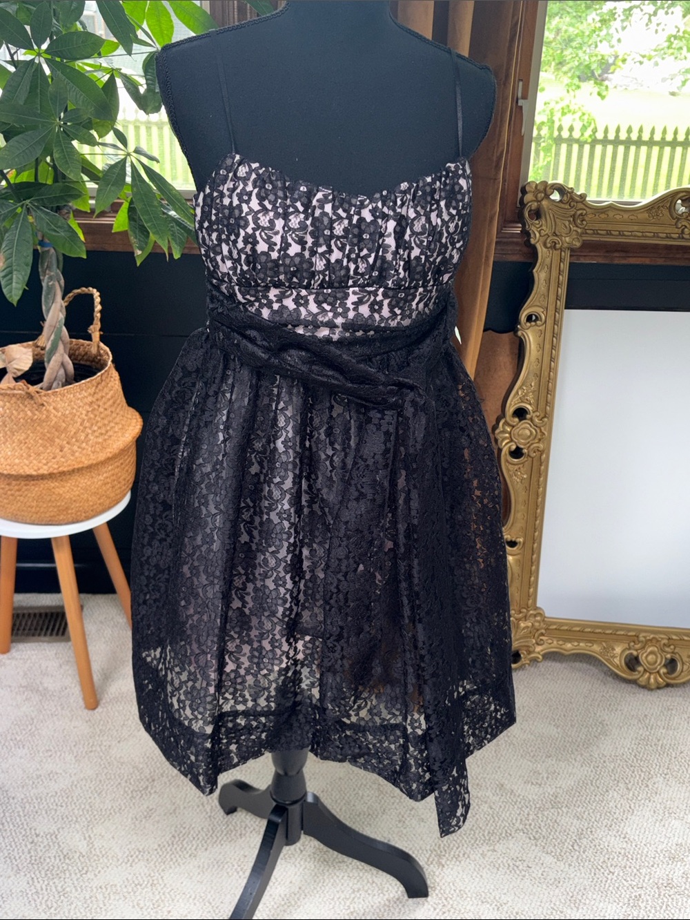 Ruby Rox Black Lace Overlay Pink Lining Formal Girls Dress